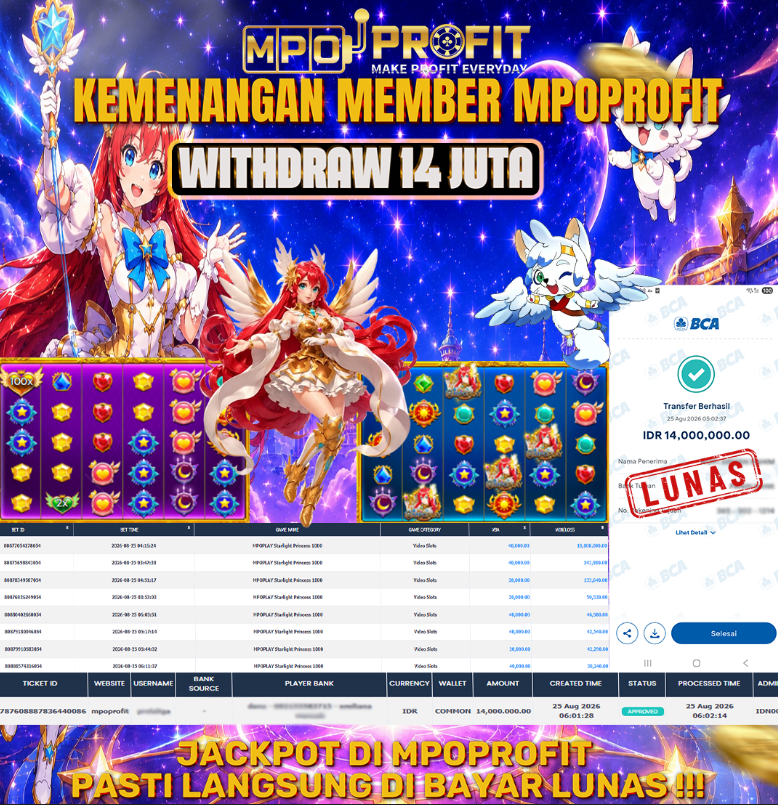 MPOPROFIT JACKPOT SLOT PRAGMATIC! KEMENANGAN MURNI DI (MPOPLAY STARLIGHT PRINCESS 1000 TOTAL 14.000.000,- LUNAS)